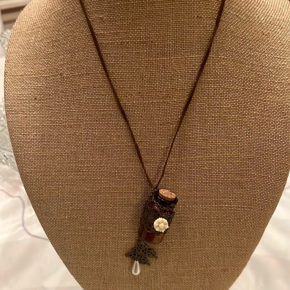 Witchy Whimsy: Amber Glass Spell Jar & Wishing Bottle Necklace